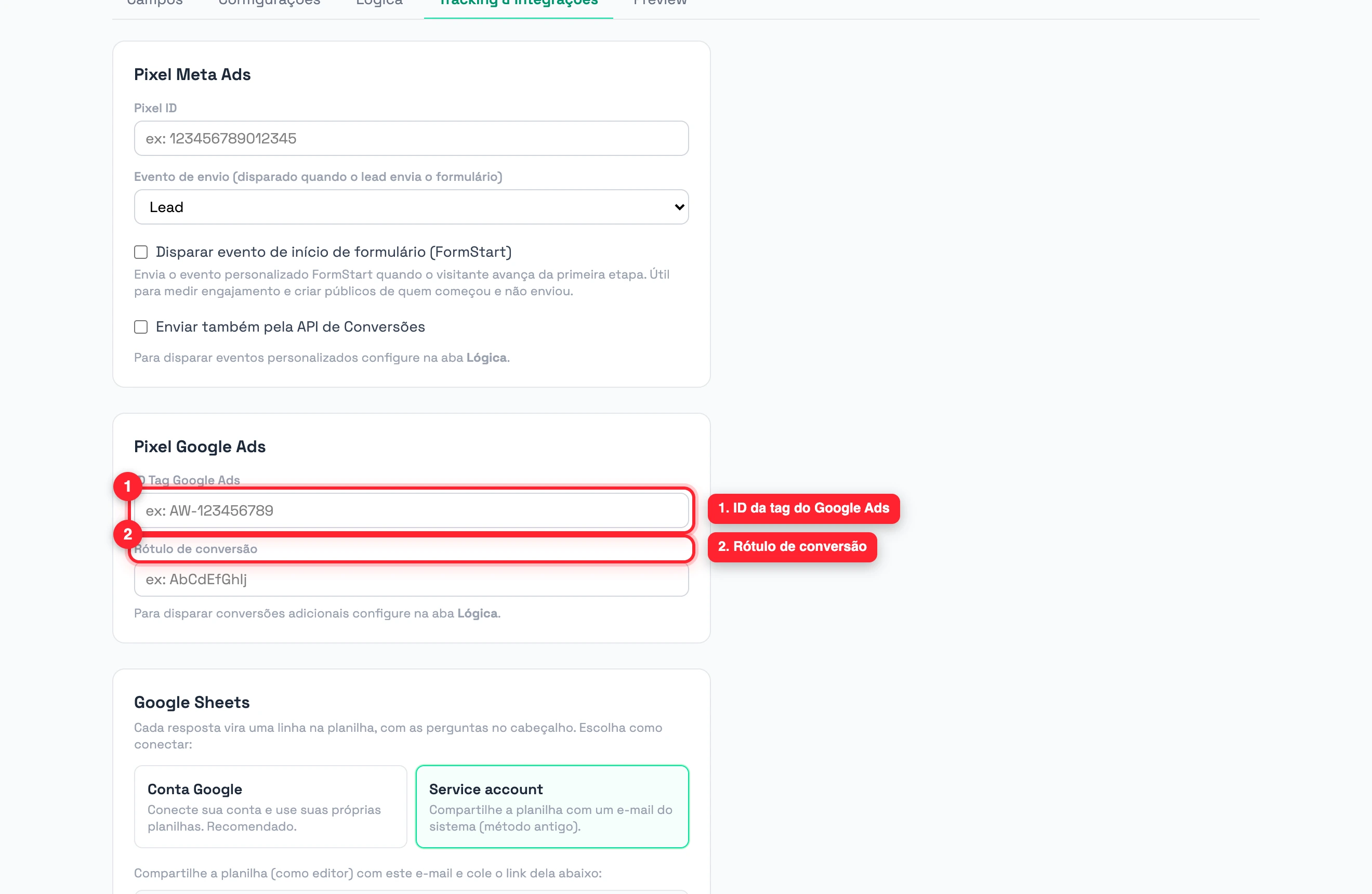 Configuração do Google Ads