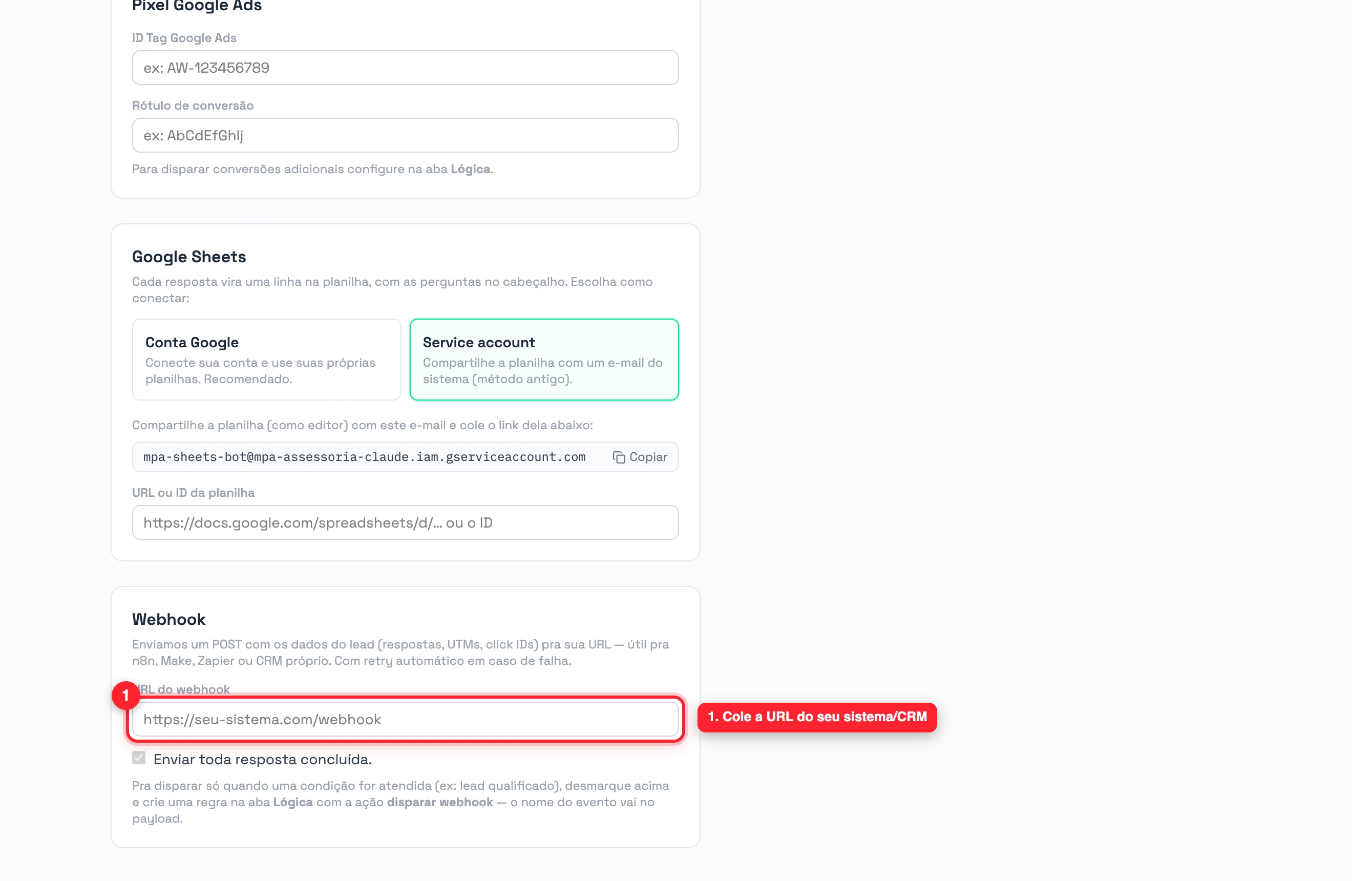 Configuração de webhook