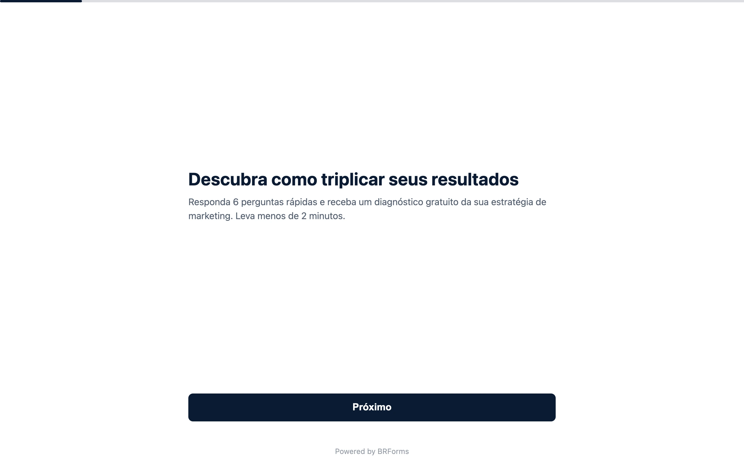 Tela inicial de um formulário multi-etapas do BRForms