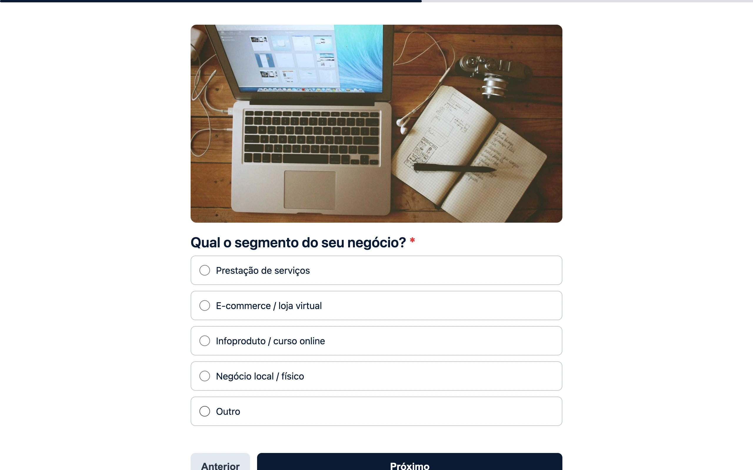 Quiz do BRForms com imagem acima da pergunta de seleção única